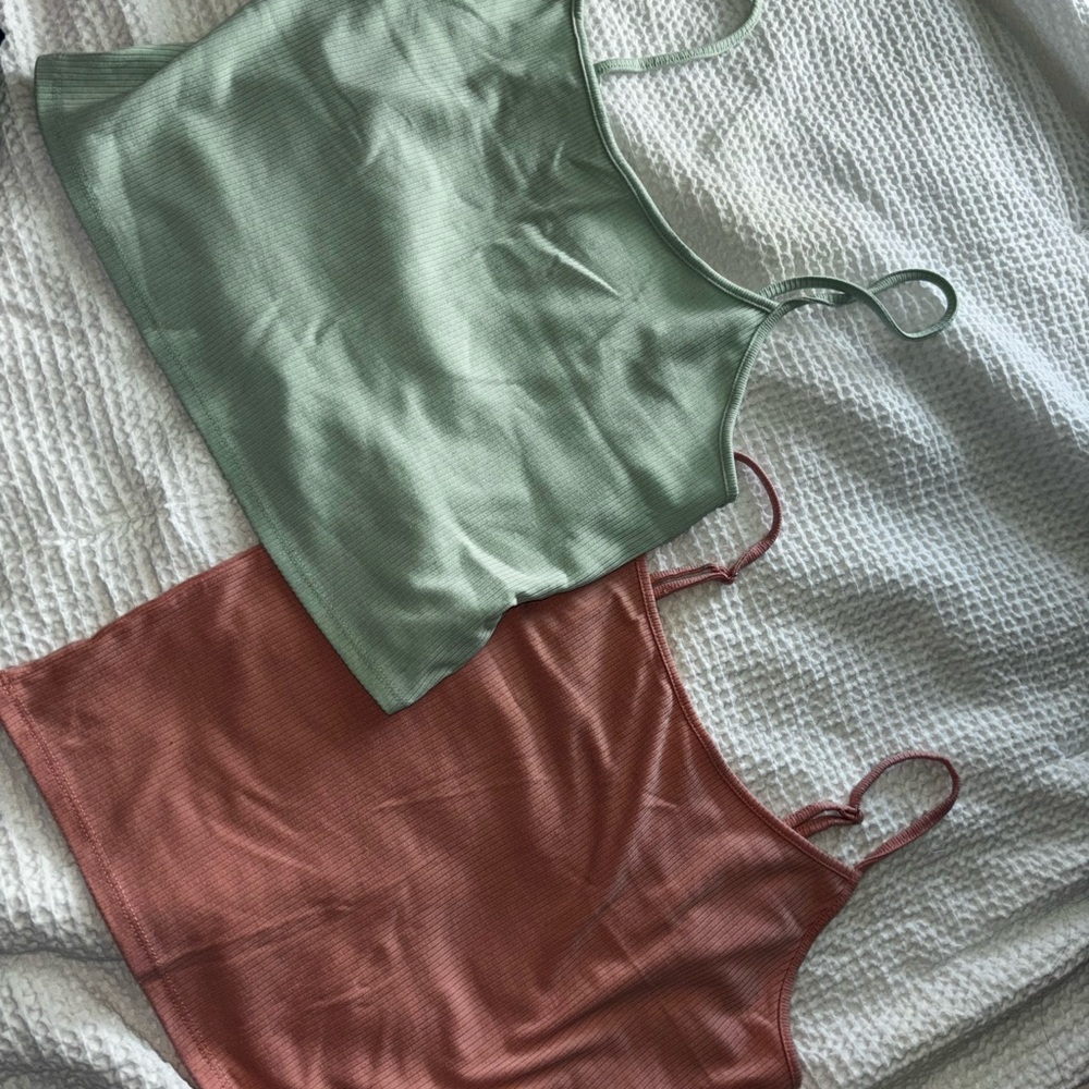 Women's Green and Pink Camisole Tops